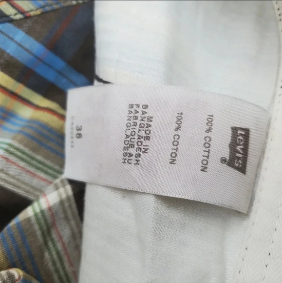 Levi's Men's  Shorts Brown Blue Check Flat Front HQ Size 36 Actual 37 - Picture 8 of 13